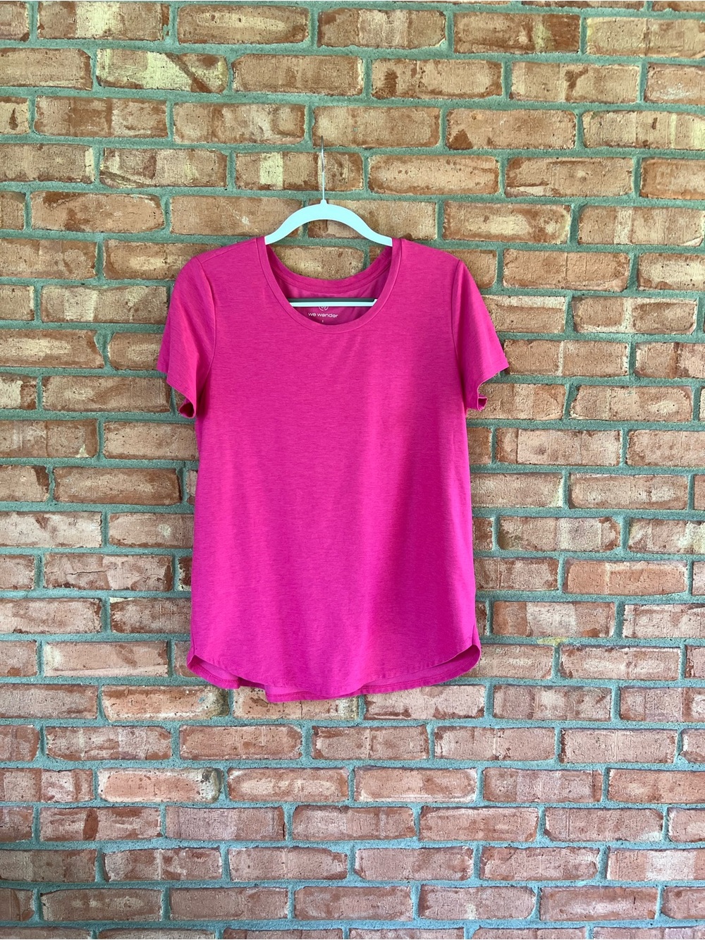 We Wander, We Flex Tazia Tulip Hem Top,  Short Sleeve, Dark Pink, L